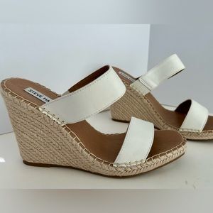 Steve Madden Espadrille Slip on Wedge Sandals White Women’s US Size 9.5